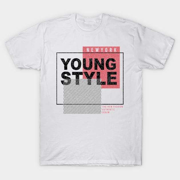 Young Style New York Denim Branding Typography T-Shirt by SSSD